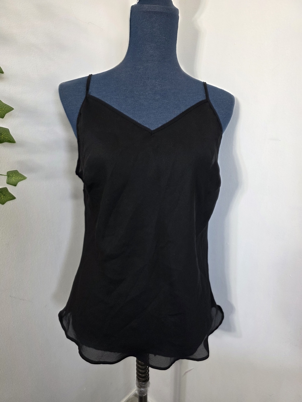 Notations Black Sheer Camisole Top Sz L